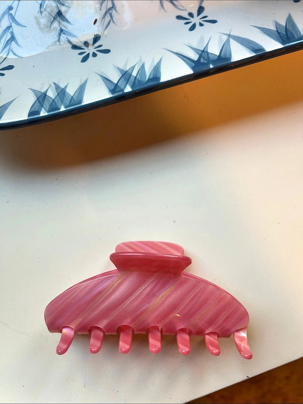 Pink Striped Hair Claw Clip
